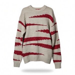 Red and Cream Zig Zag Cotton Sweater